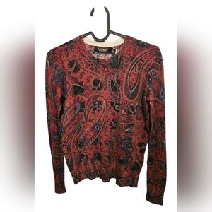 Ralph Lauren Red and Blue Paisley Sweater